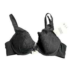 SIMONE PERELE womens size 75B/34B black underwire padded push up bra 12B347 NWT